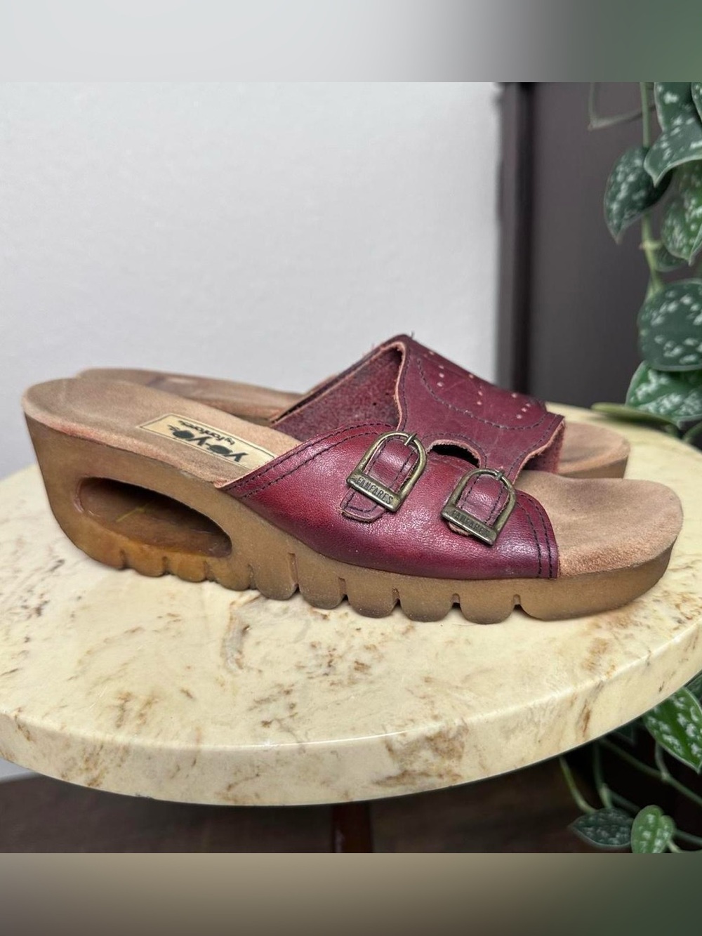 Vintage 60s 70s Yo Yos by Fanfare chunky square toe block platform sandals heels